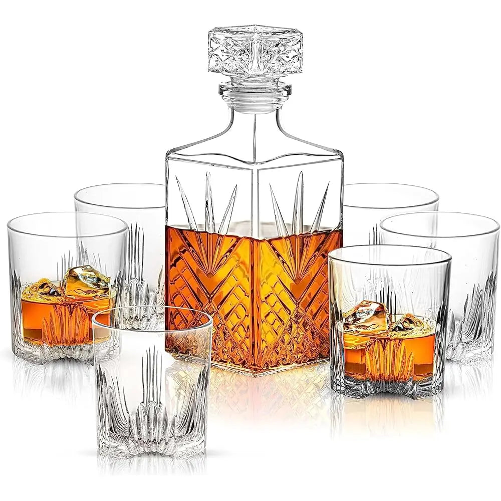 Whiskey Decanter Gift Set - with 4 Glasses