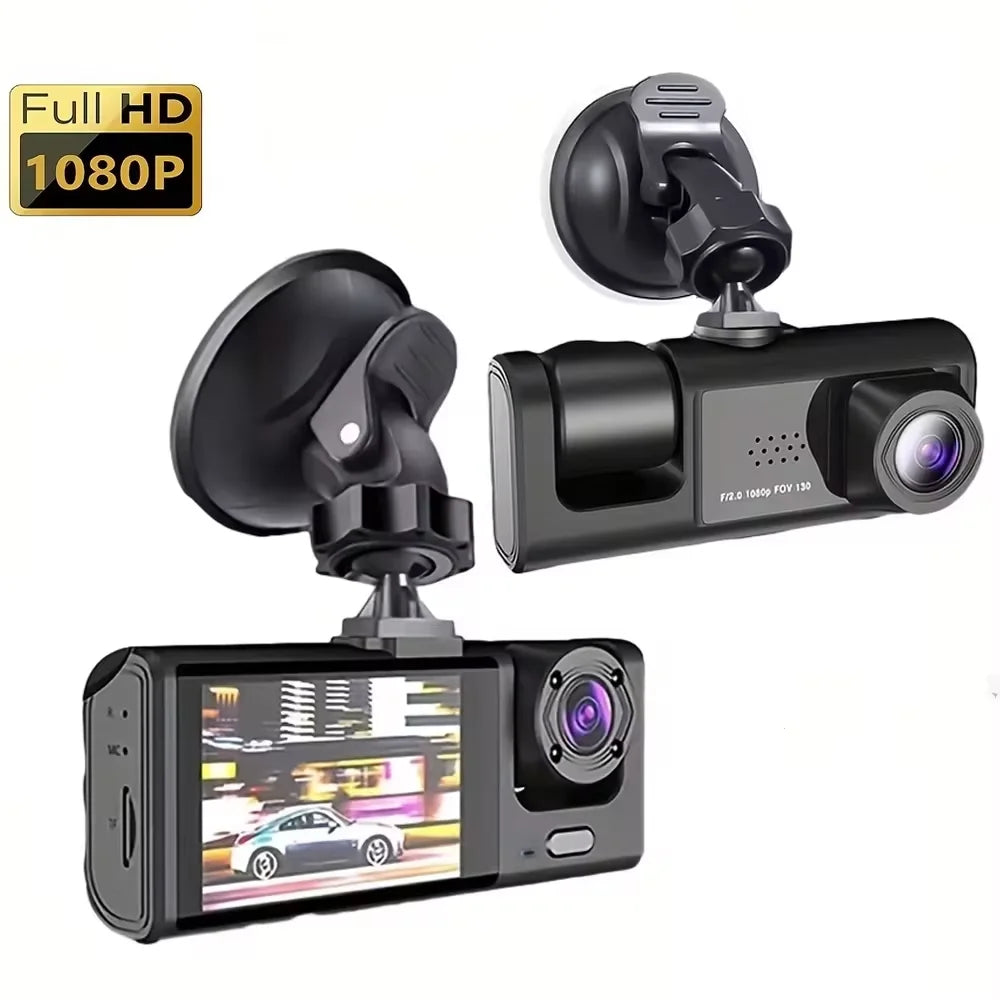 Dash Cam W/ IR Night Vision Loop Recording & 2" IPS Screen 1080P 3 Camera , DVR recorder, video recorder, Vehicle DVR