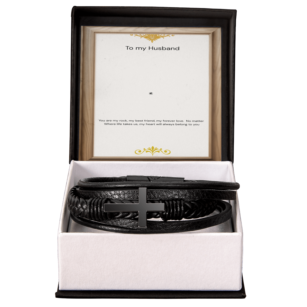 To my husband - Romantic Love Bracelet with Cross and message inside