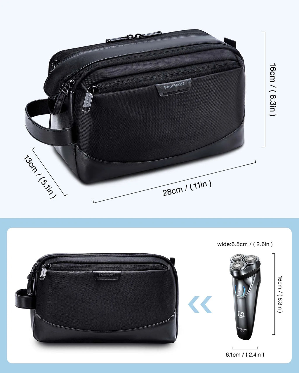 BAGSMART Men's Travel Toiletry Bag - Premium Large Capacity Dopp Kit Organizer