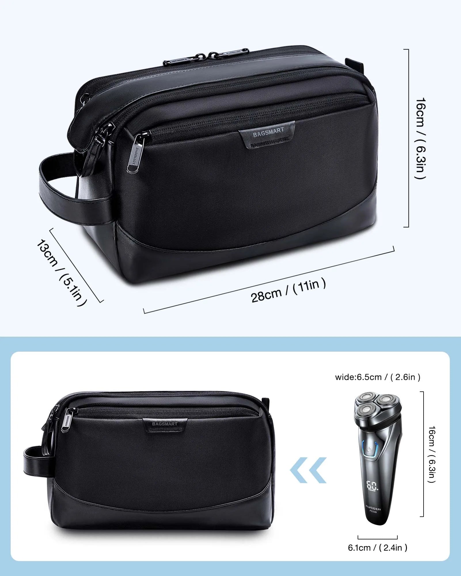 BAGSMART Men's Travel Toiletry Bag - Premium Large Capacity Dopp Kit Organizer