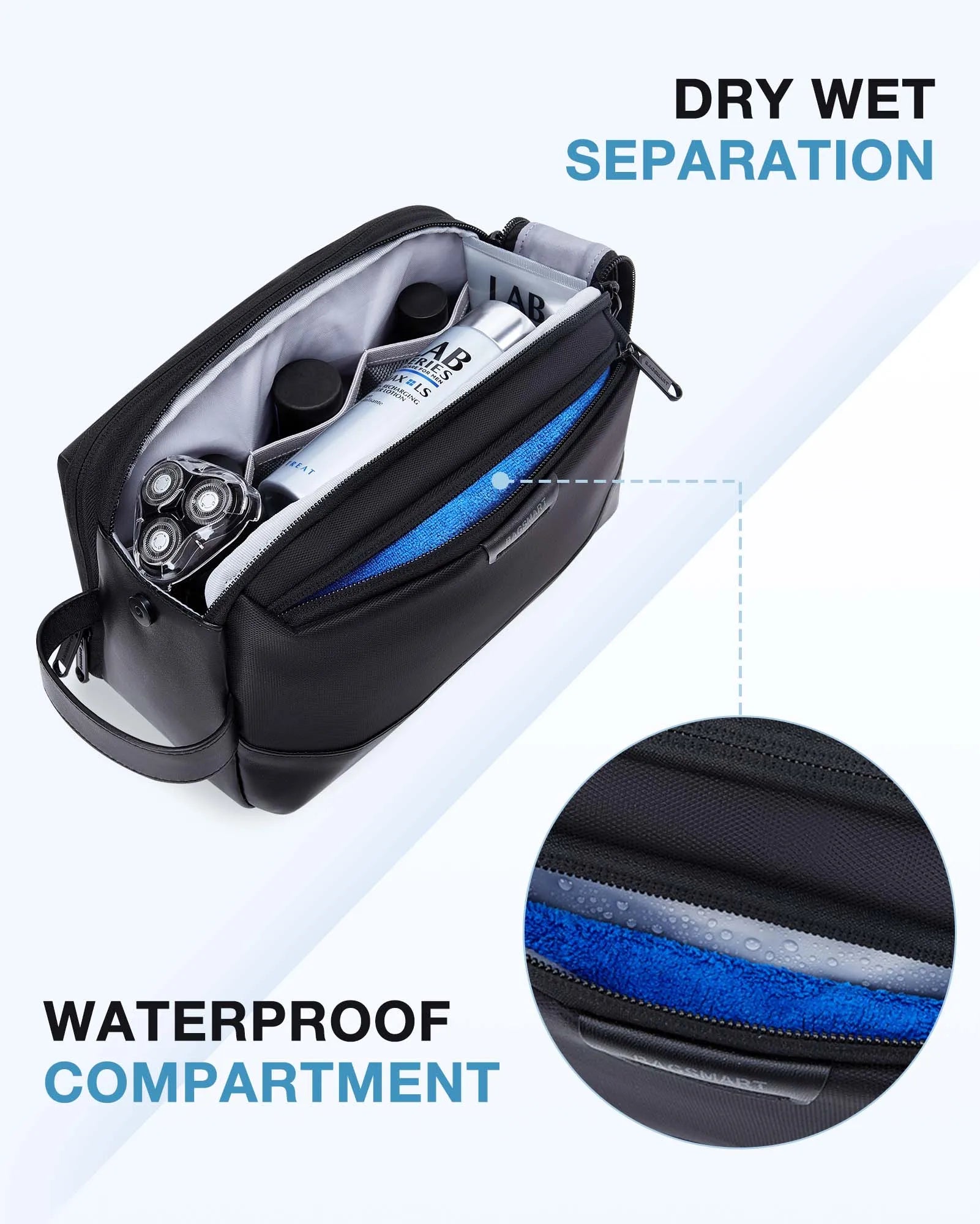 BAGSMART Men's Travel Toiletry Bag - Premium Large Capacity Dopp Kit Organizer
