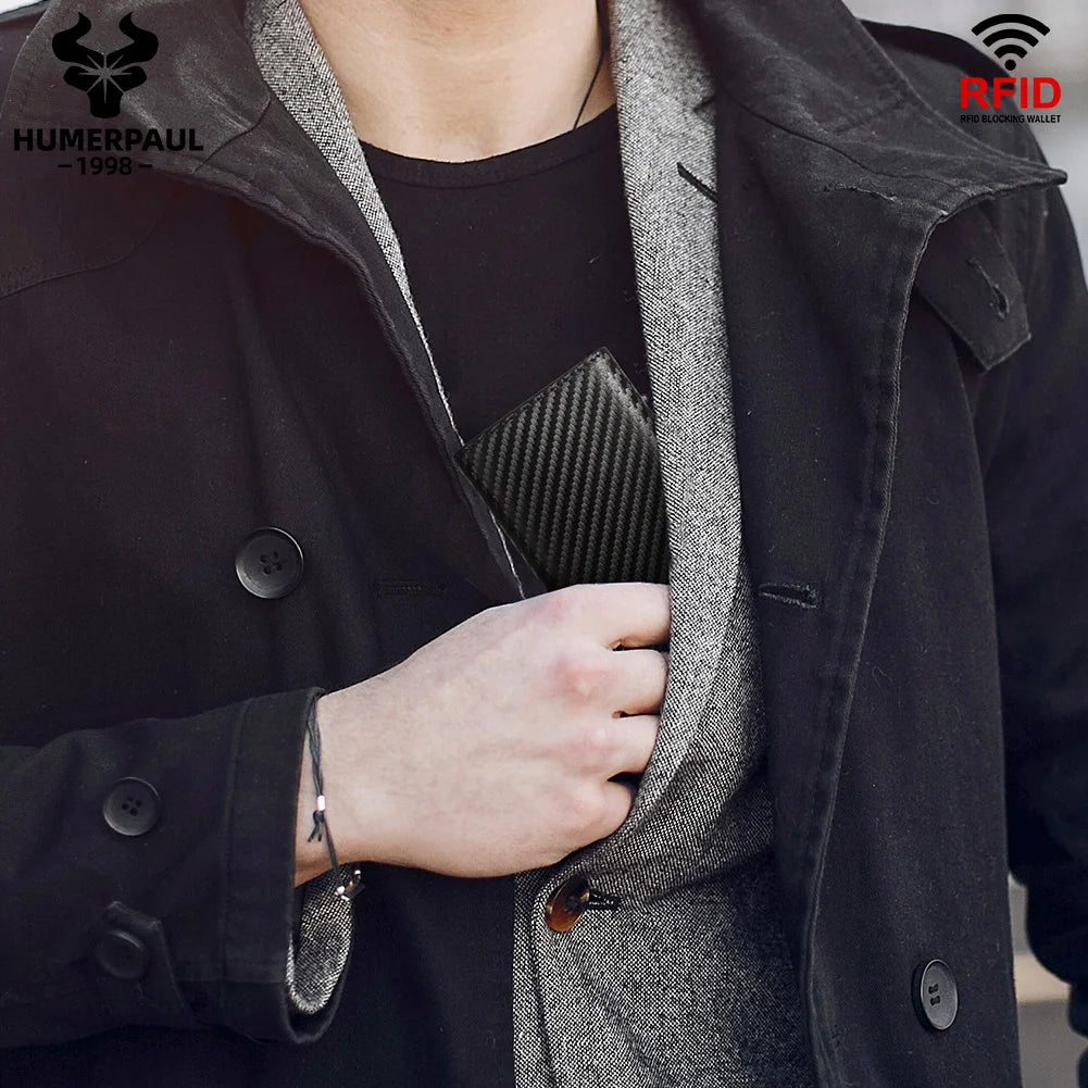 Carbon Fiber RFID Blocking Wallet - Slim Aluminum Card Holder for men