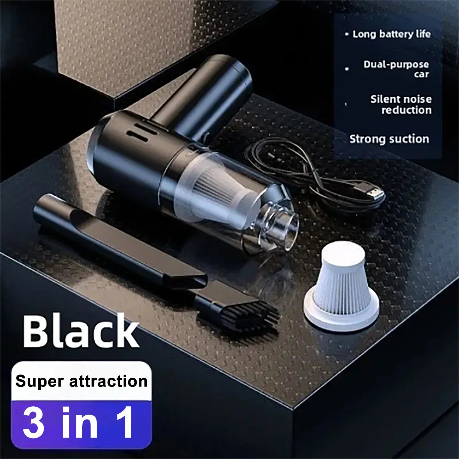 Portable Wireless Car Vacuum Cleaner- Powerful Handheld Auto Accessory