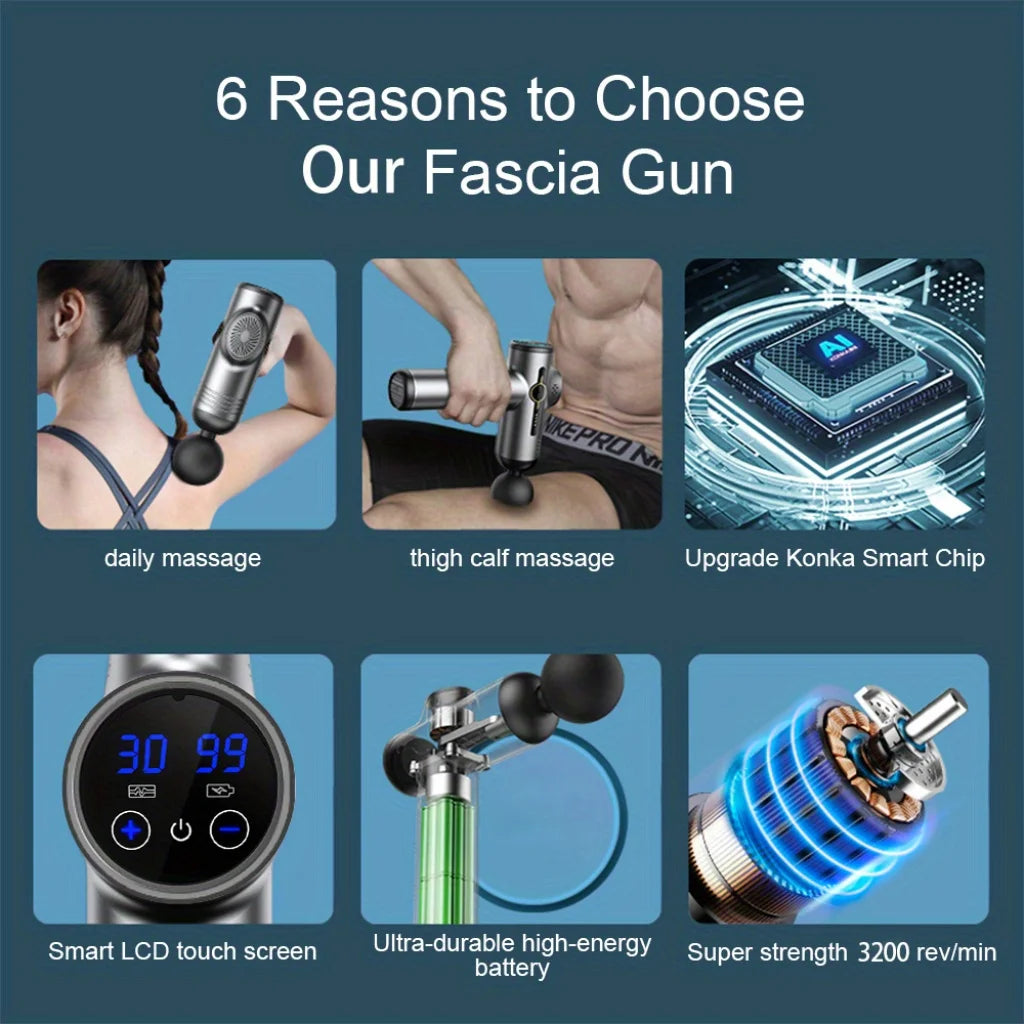 💥Portable Deep Tissue Massage Gun - 6 Speeds, 8 heads| Muscle Recovery for Men