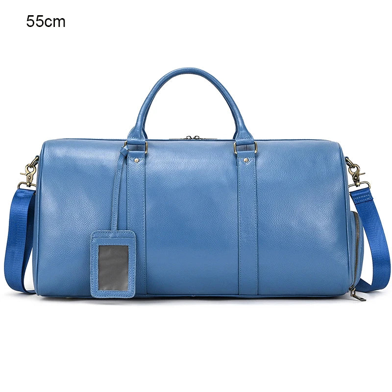 Men's Premium Leather Weekender Travel Bag - Overnight Duffle for Work, Gym & Getaways