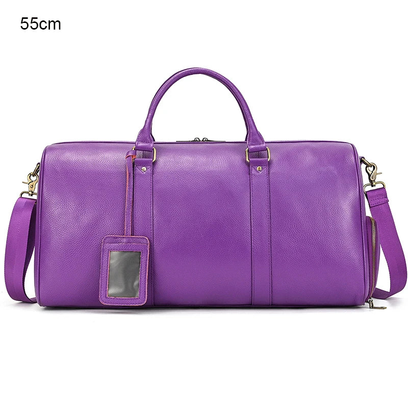 Men's Premium Leather Weekender Travel Bag - Overnight Duffle for Work, Gym & Getaways