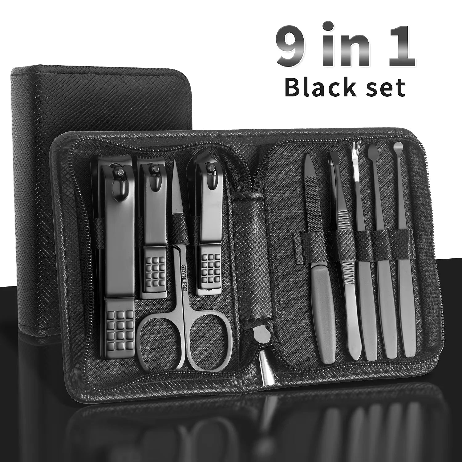 Men's 9-in-1 Grooming Kit - Manicure & Pedicure Set with Case