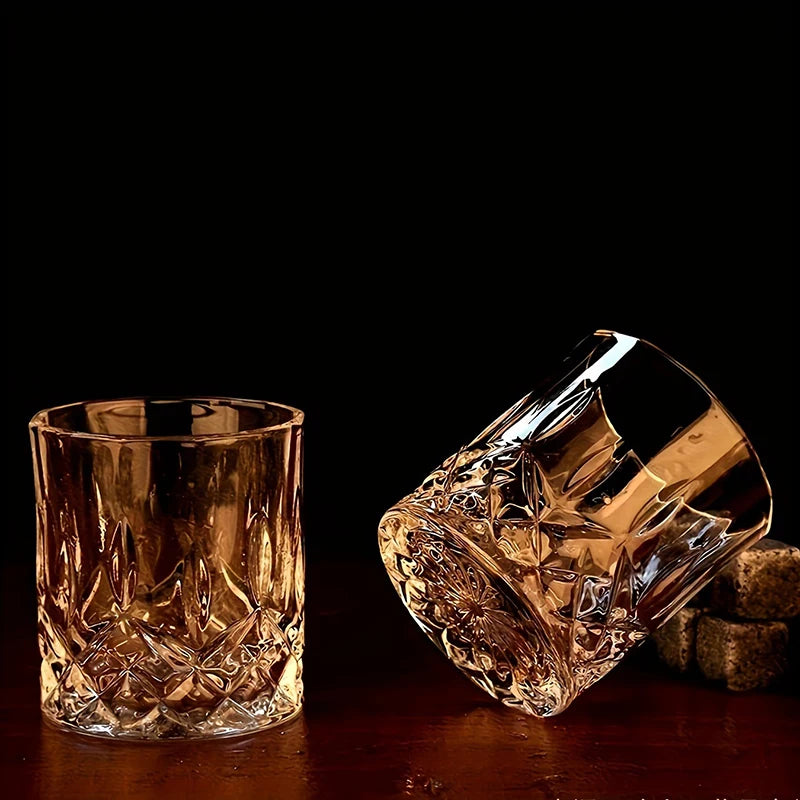 Whiskey Stones Gift Set - Granite Chilling Rocks with Glasses  & Wooden Box