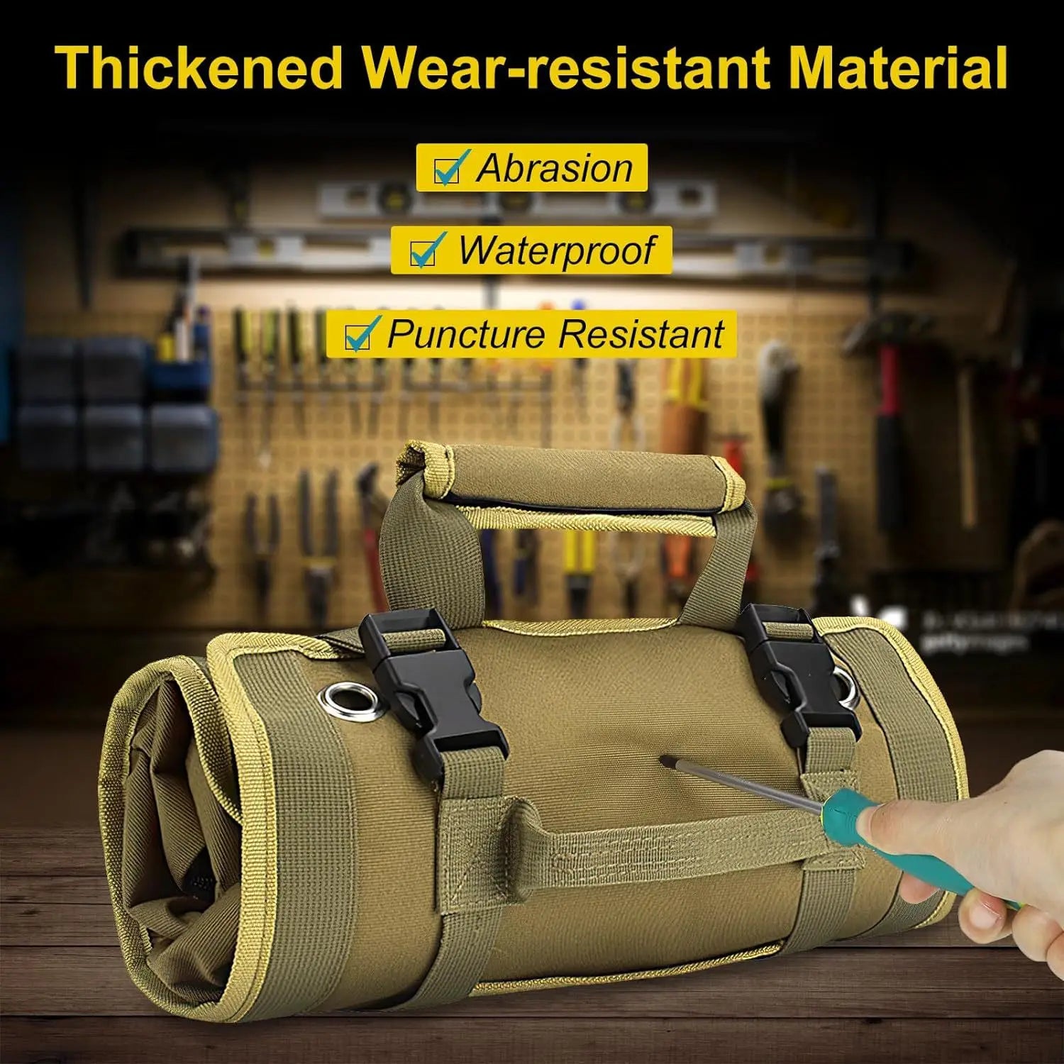 Roll-Up Canvas Tool Organizer - Heavy -Duty Multi-Function Storage Bag
