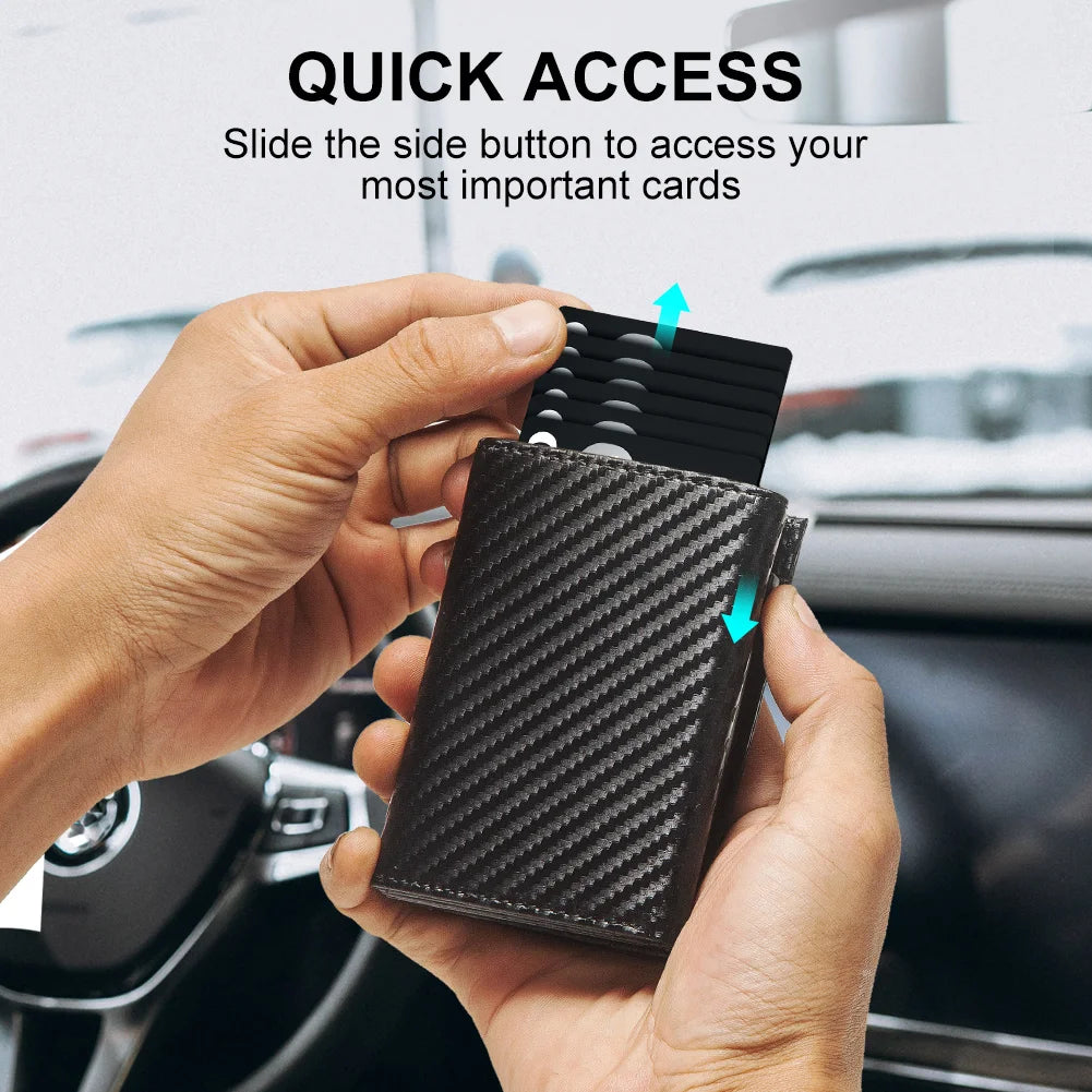 Carbon Fiber RFID Blocking Wallet - Slim Aluminum Card Holder for men