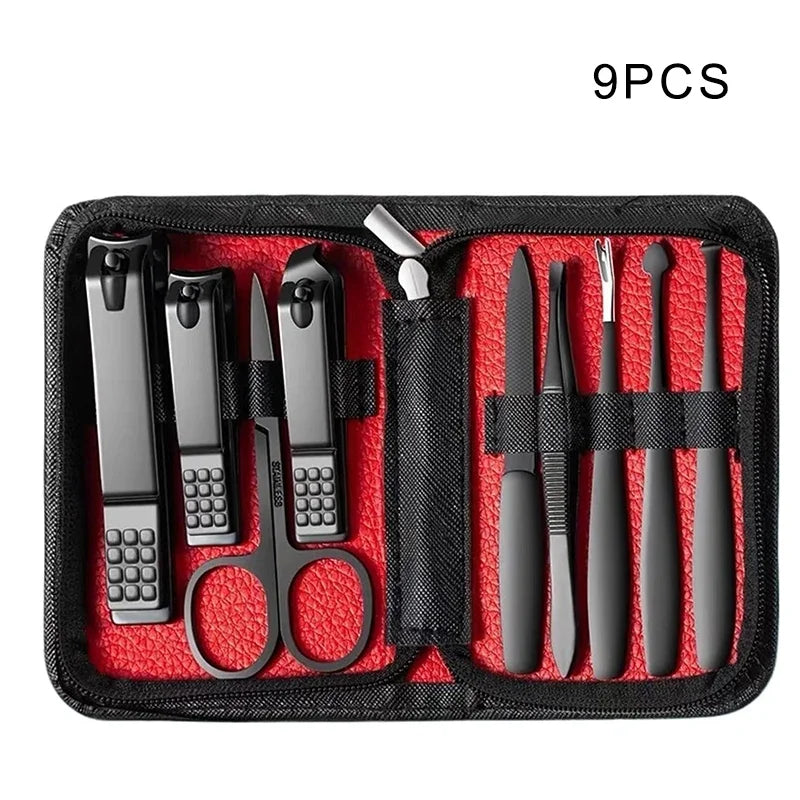 Men's 9-in-1 Grooming Kit - Manicure & Pedicure Set with Case