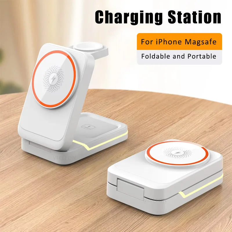3-in-1 Wireless Travel Charger - Phone, Watch & Earbuds