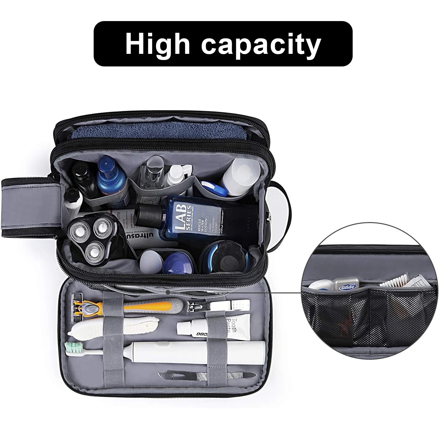 Men's Travel Toiletry Bag - Water Resistant Dopp Kit Organizer