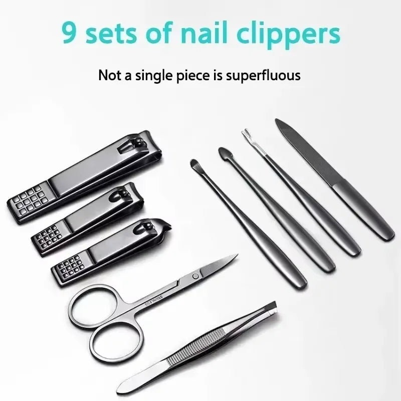Men's 9-in-1 Grooming Kit - Manicure & Pedicure Set with Case