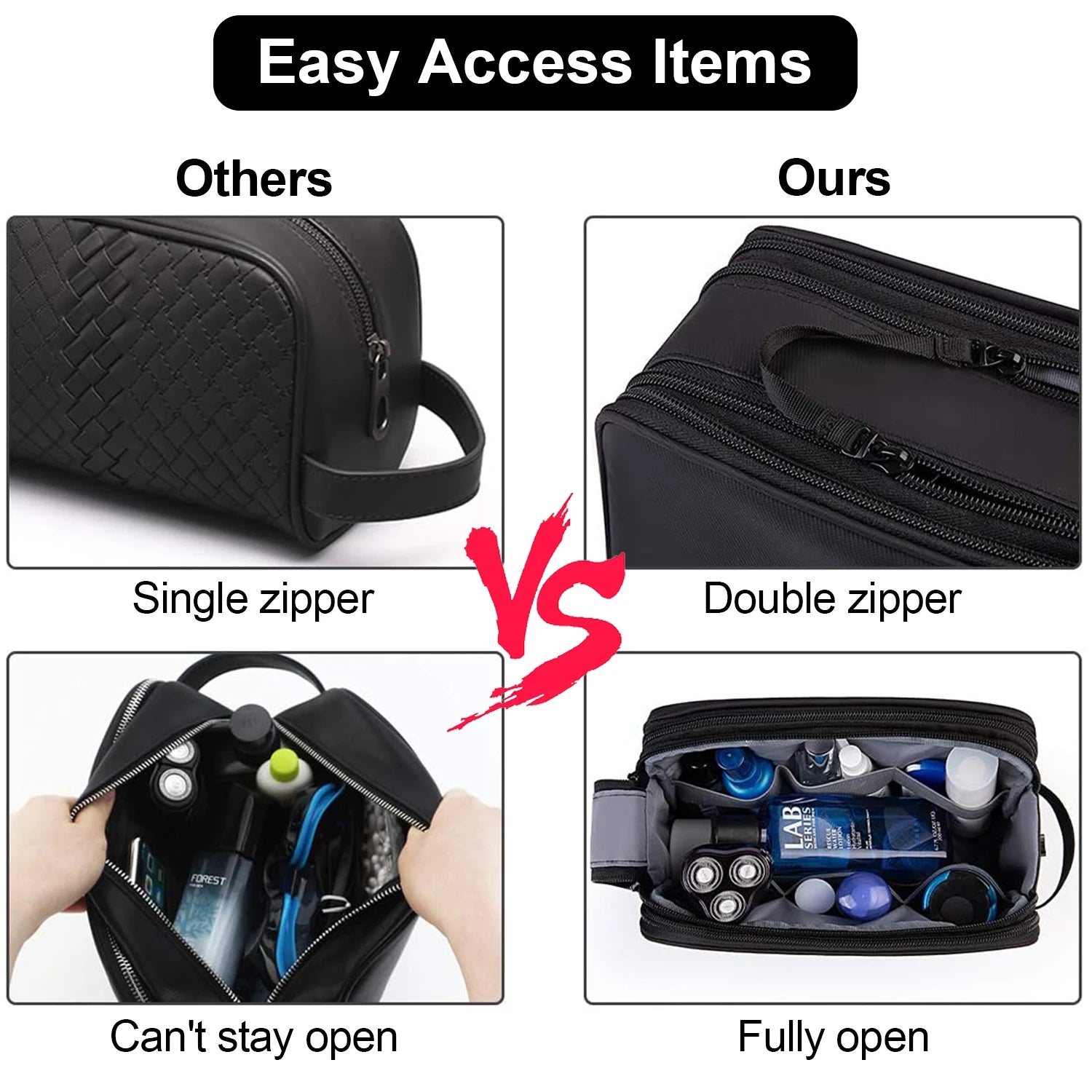 Men's Travel Toiletry Bag - Water Resistant Dopp Kit Organizer