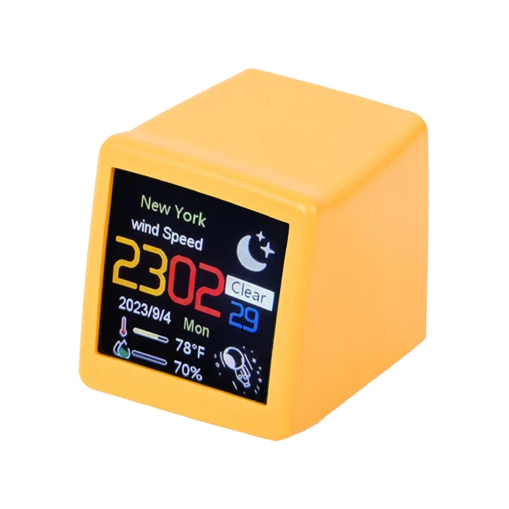 Super Cool Mini WiFi Desktop Weather Digital Clock Station with IPS LCD Screen Gadget for Decoration