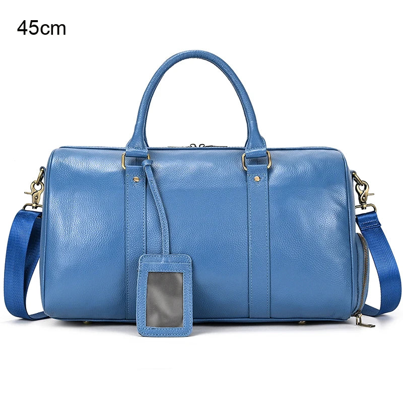 Men's Premium Leather Weekender Travel Bag - Overnight Duffle for Work, Gym & Getaways