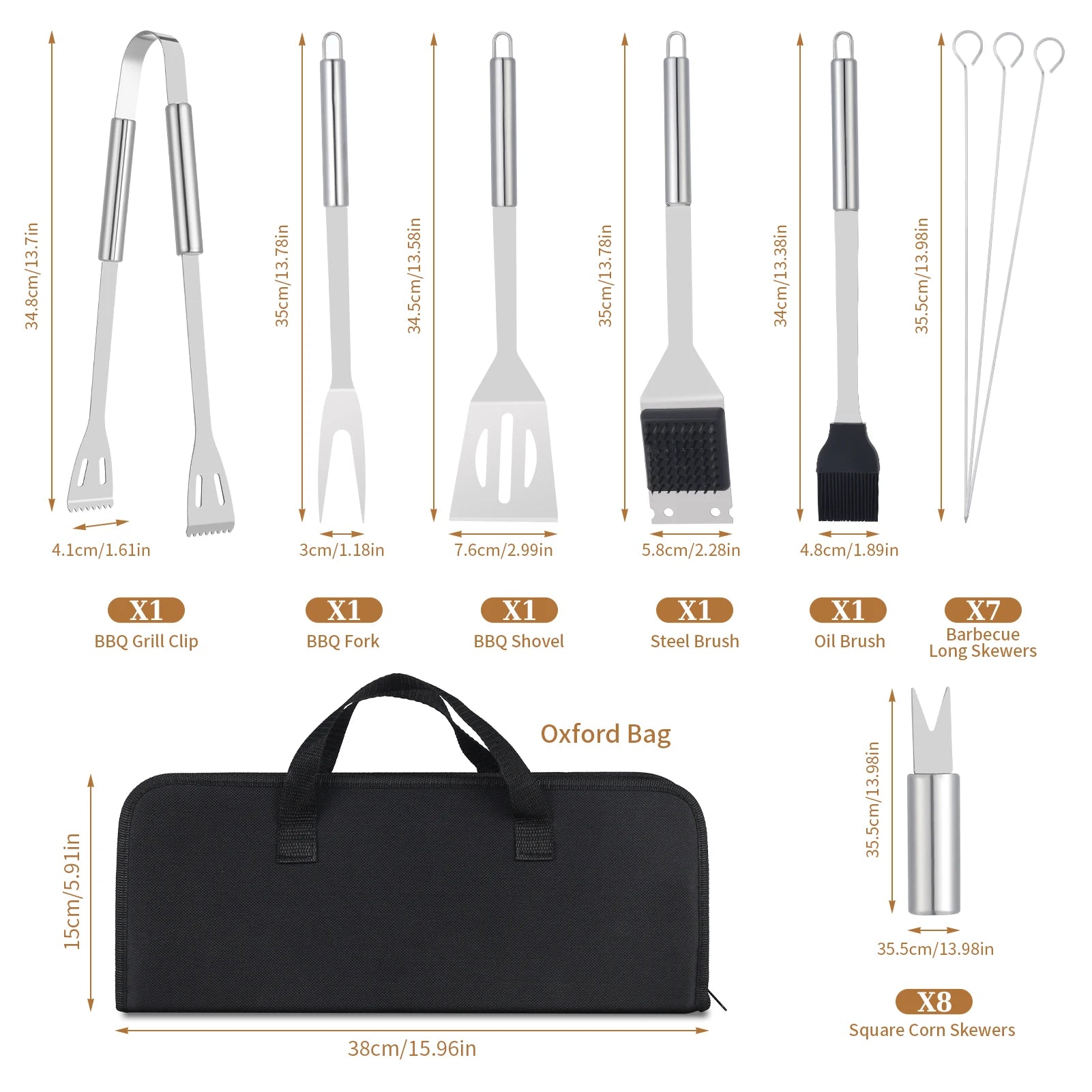 Deluxe BBQ Grill Tool Set - 20 Piece Stainless Steel Accessories with Carrying Case