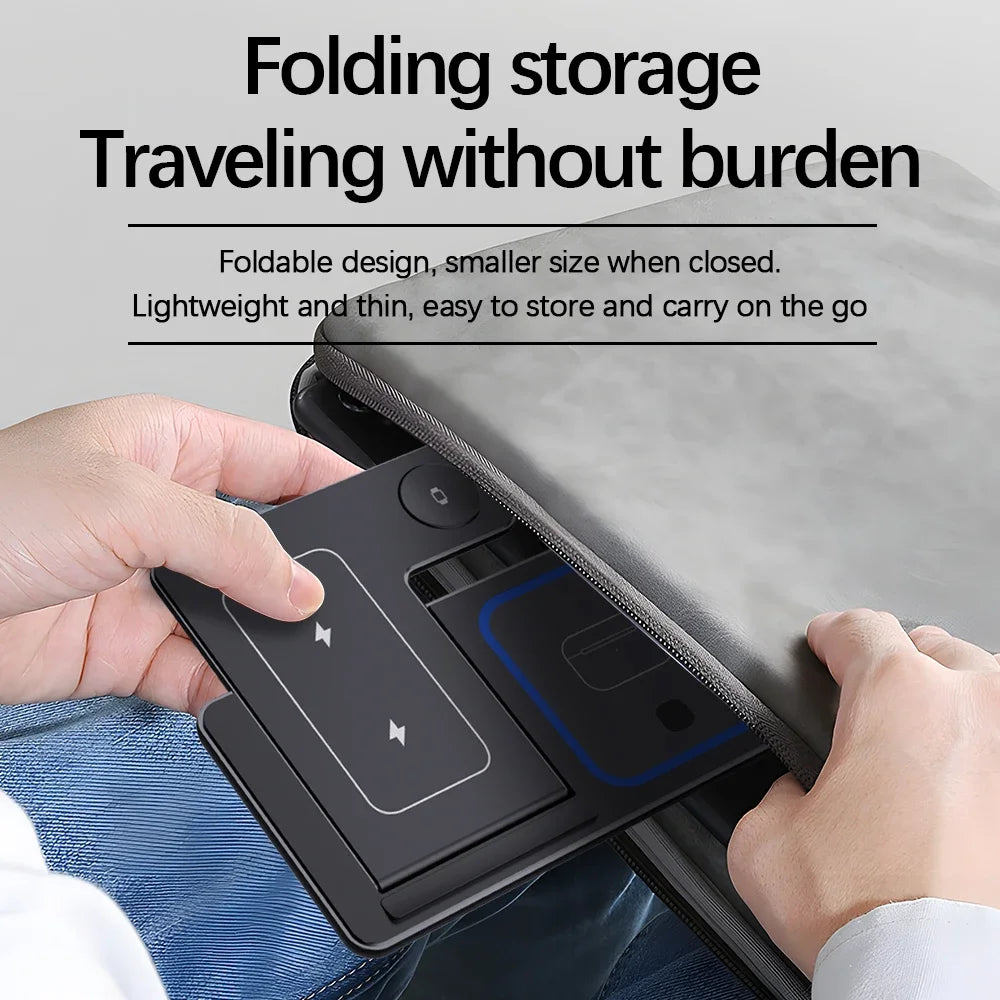 3-in-1 Fast Wireless Charging Station - LED Foldable Stand for Phone, Watch & Earbuds