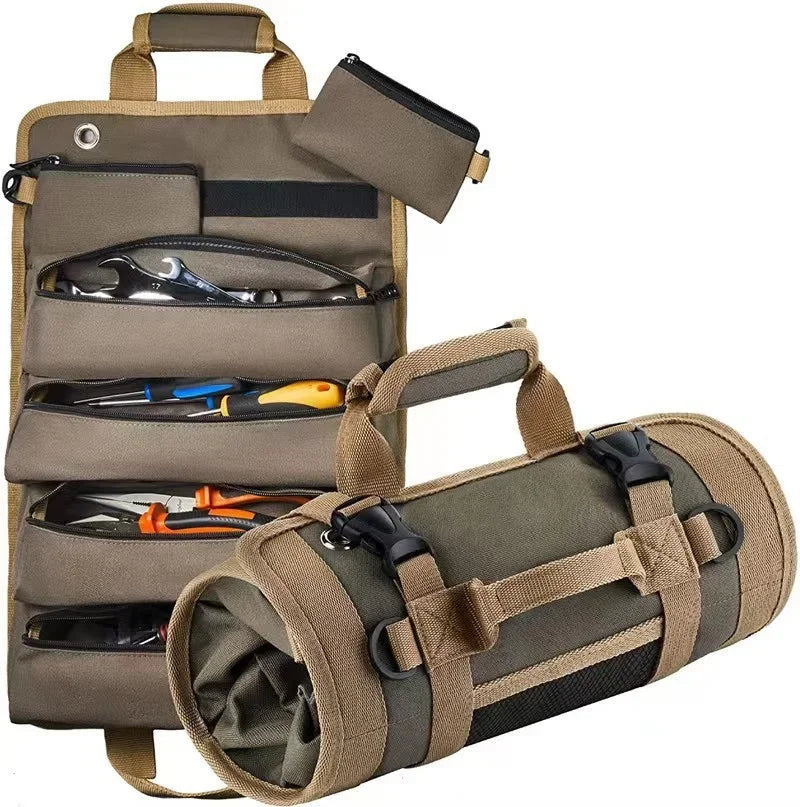 Roll-Up Canvas Tool Organizer - Heavy -Duty Multi-Function Storage Bag
