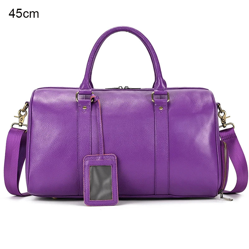 Men's Premium Leather Weekender Travel Bag - Overnight Duffle for Work, Gym & Getaways