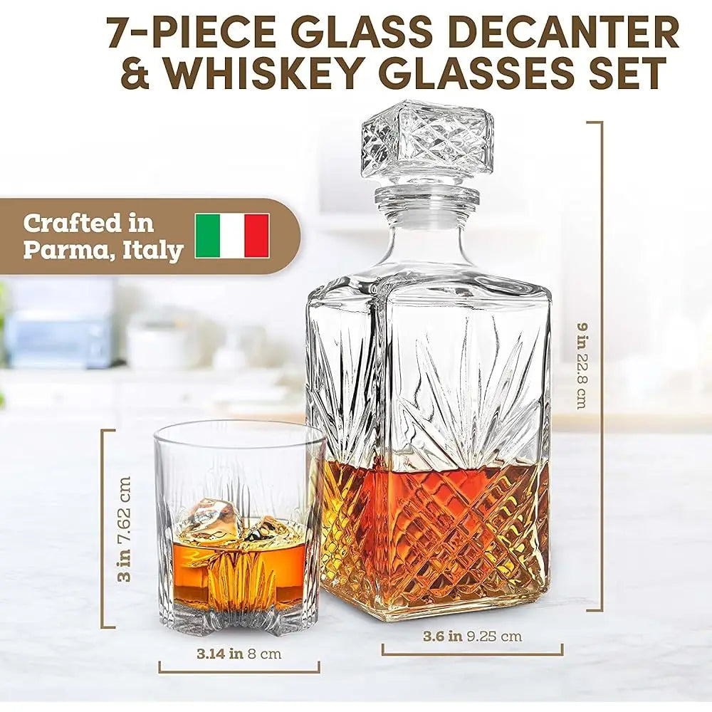 Whiskey Decanter Gift Set - with 4 Glasses