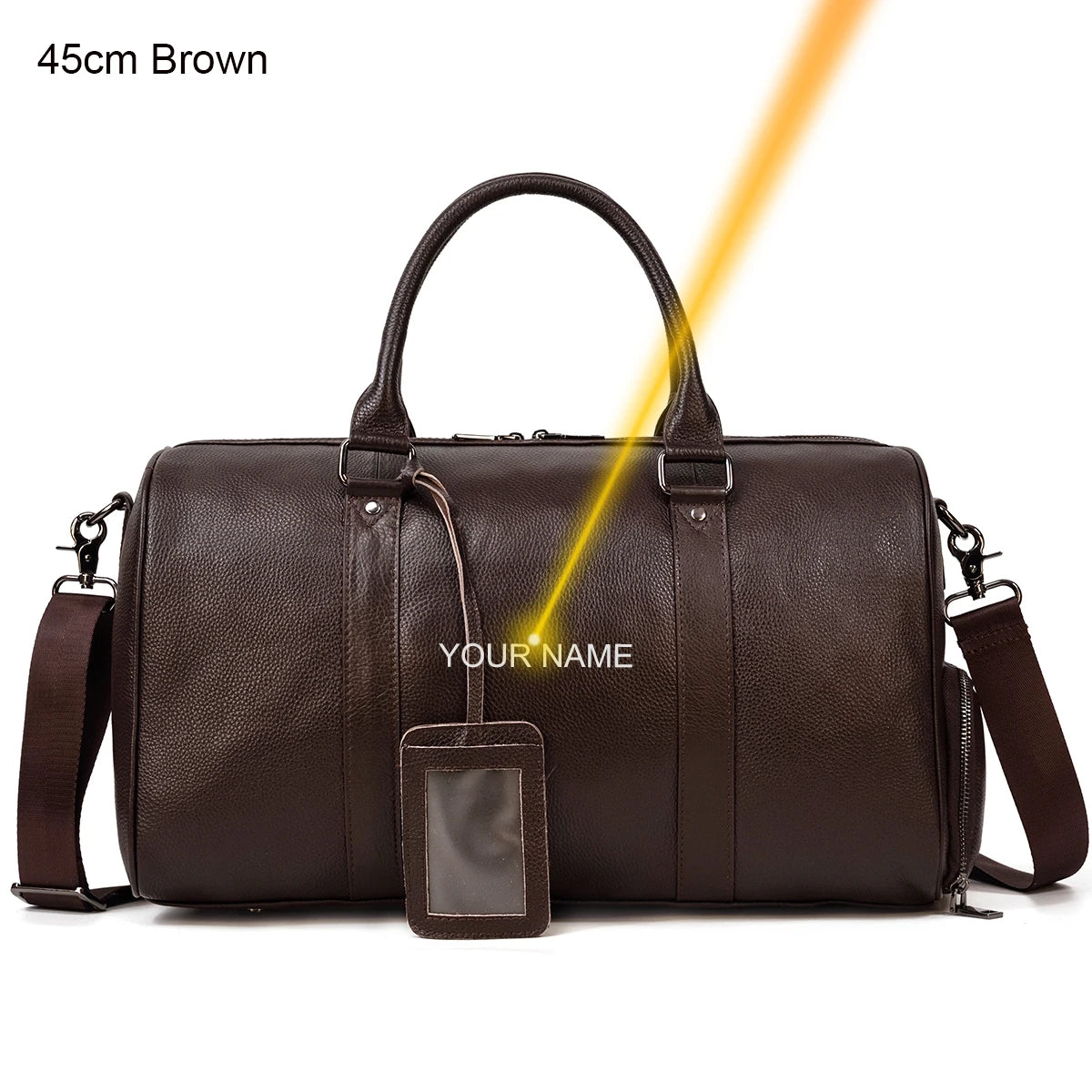 Men's Premium Leather Weekender Travel Bag - Overnight Duffle for Work, Gym & Getaways