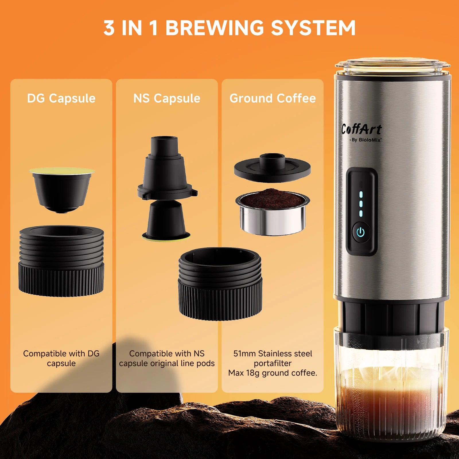Portable Espresso Coffee Maker - For Car & Home ( 12V Travel  Brewer )