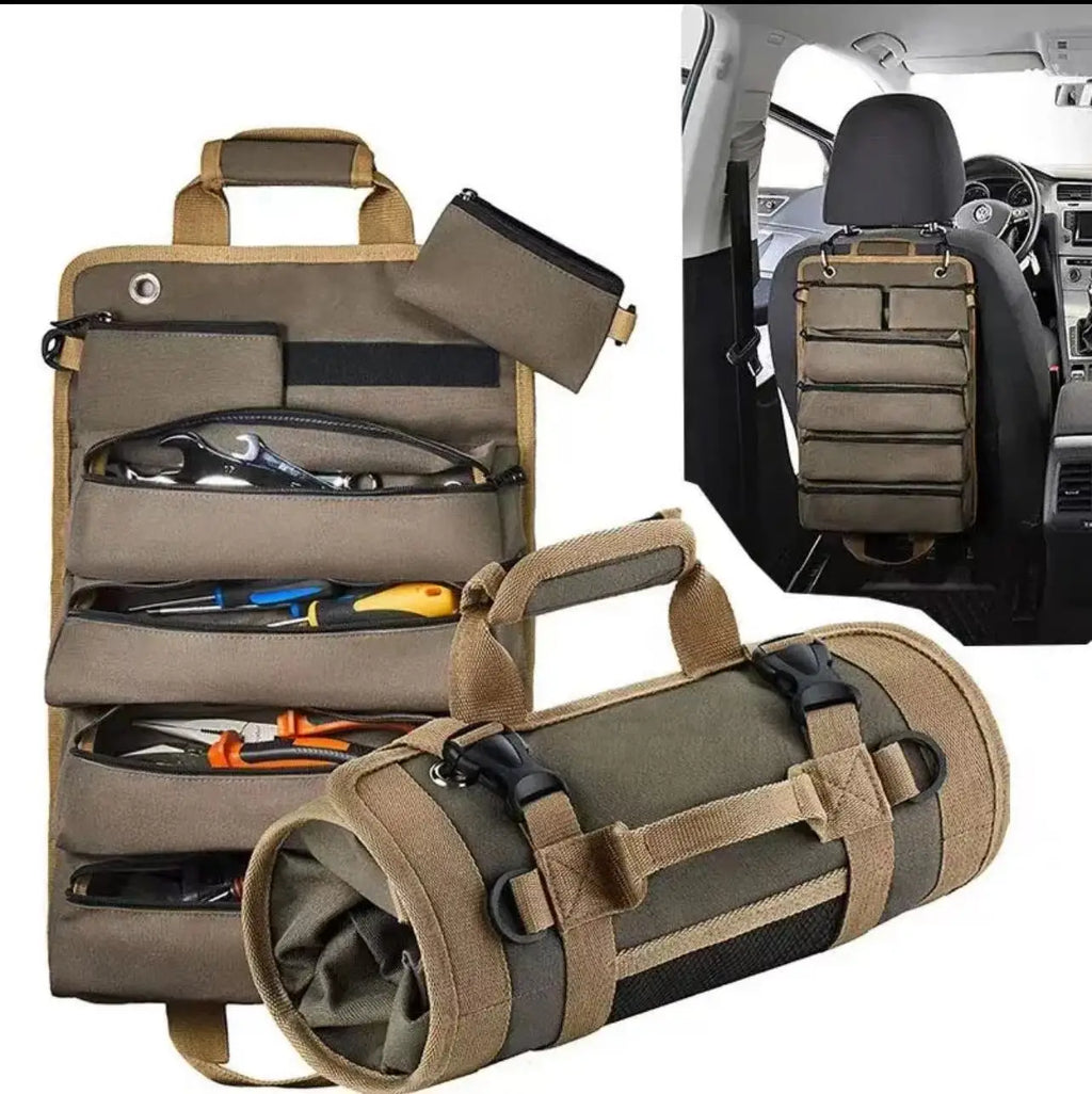 Roll-Up Canvas Tool Organizer - Heavy -Duty Multi-Function Storage Bag