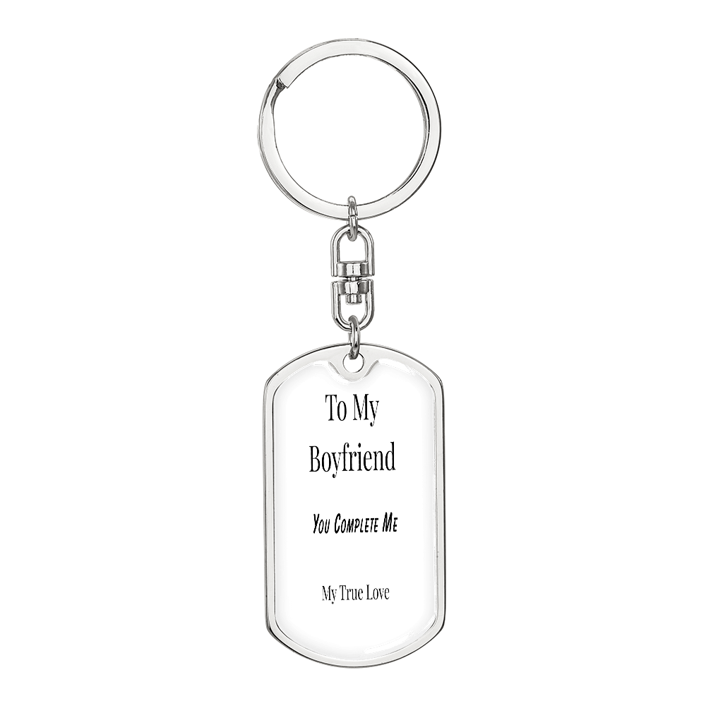 To My Boyfriend - You Complete Me Keychain Keepsake | Romantic Gift for Him