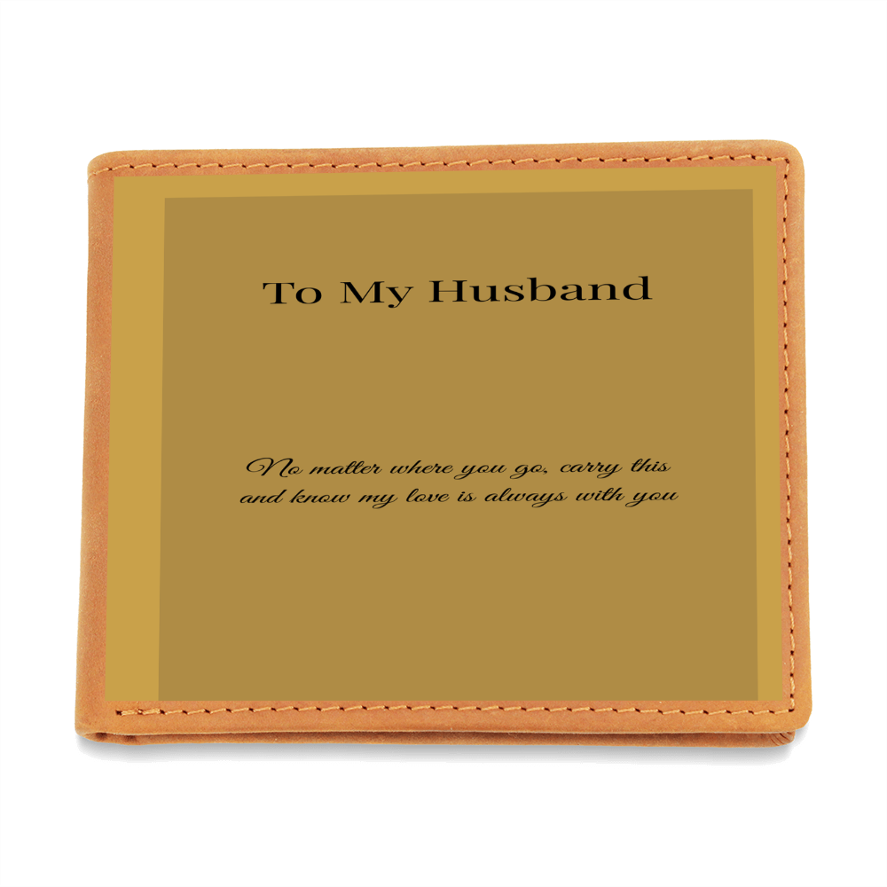 To My Husband - Leather Wallet with Heartfelt Message Card