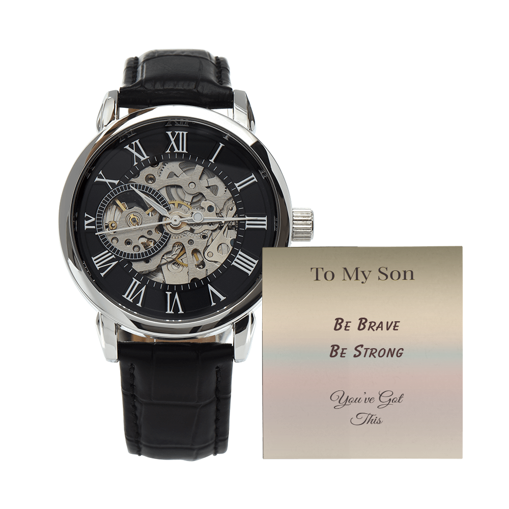 To My Son - Be Brave, Be Strong Luxury Watch with Message Card | Inspirational Gift  for Him