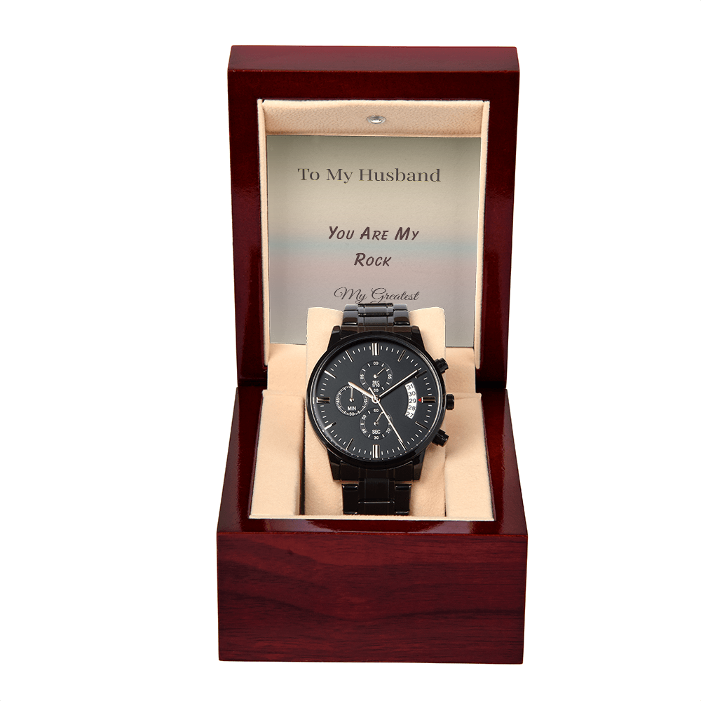 To My Husband - You Are my Rock Chronograph Watch with Message Card | Romantic Gift for Him