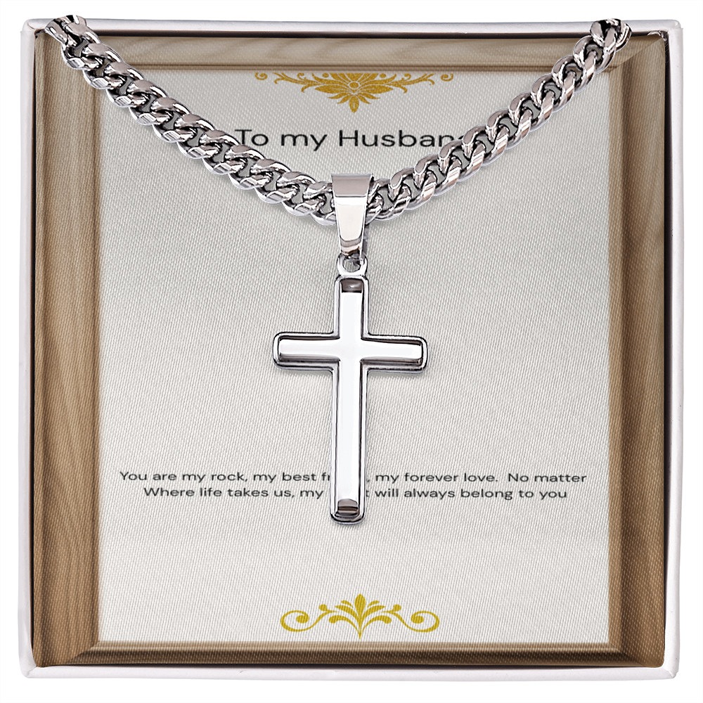 For My Husband - Strength & Faith Cross Necklace with Message Card