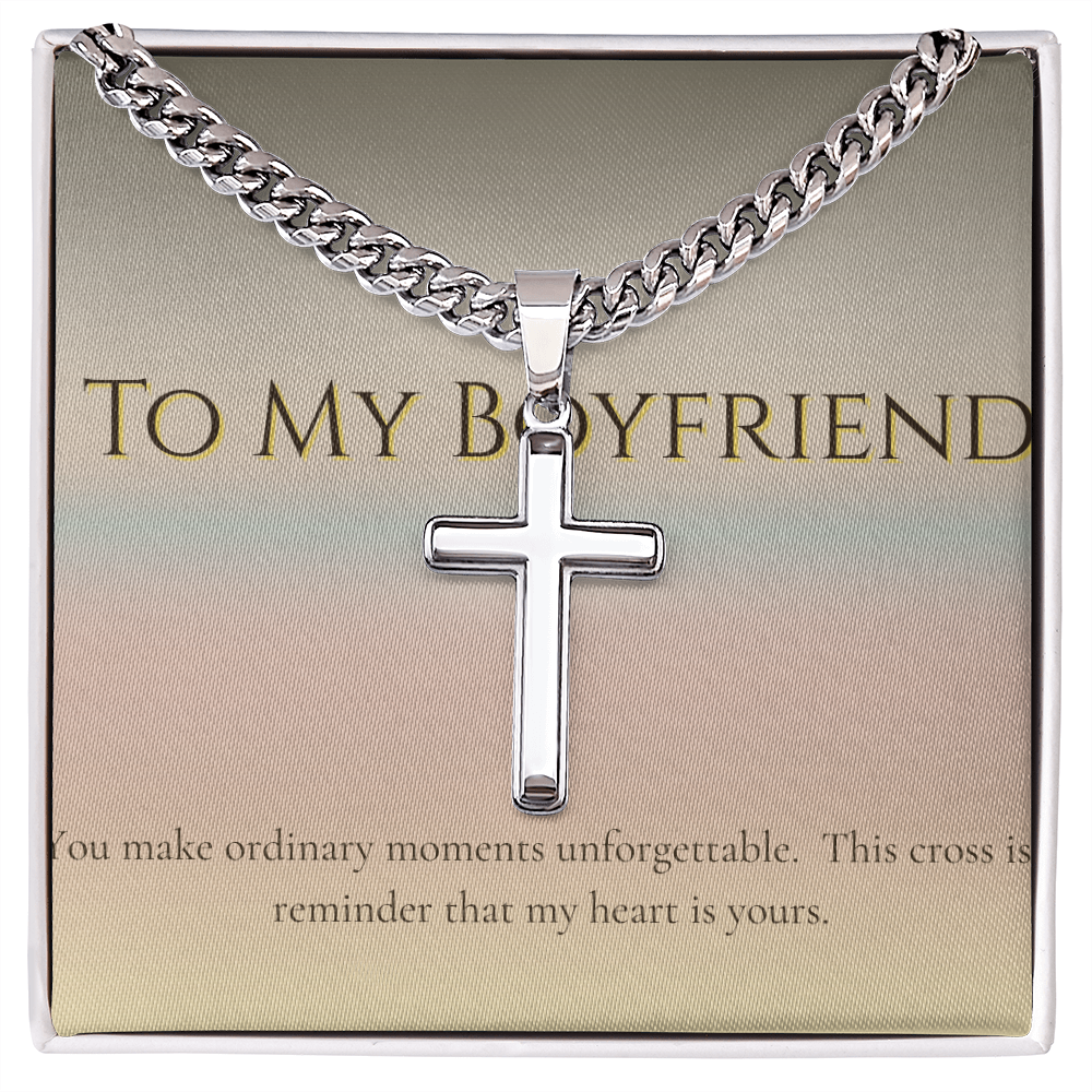 To My Boyfriend Cross Necklace -My Heart Romantic Gift for Him