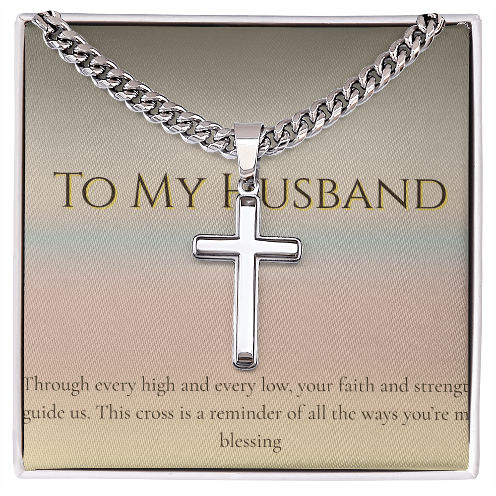 To My Husband Cross Necklace-Faithful Message & Meaningful Gift for Him
