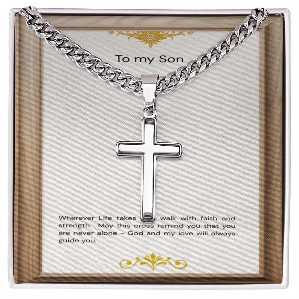 To My Son - Inspirational Cross Necklace with message card