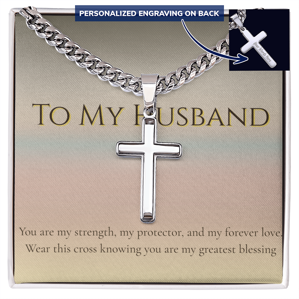 To My Husband Cross Necklace - Strength & Blessing Jewelry Gift for Him
