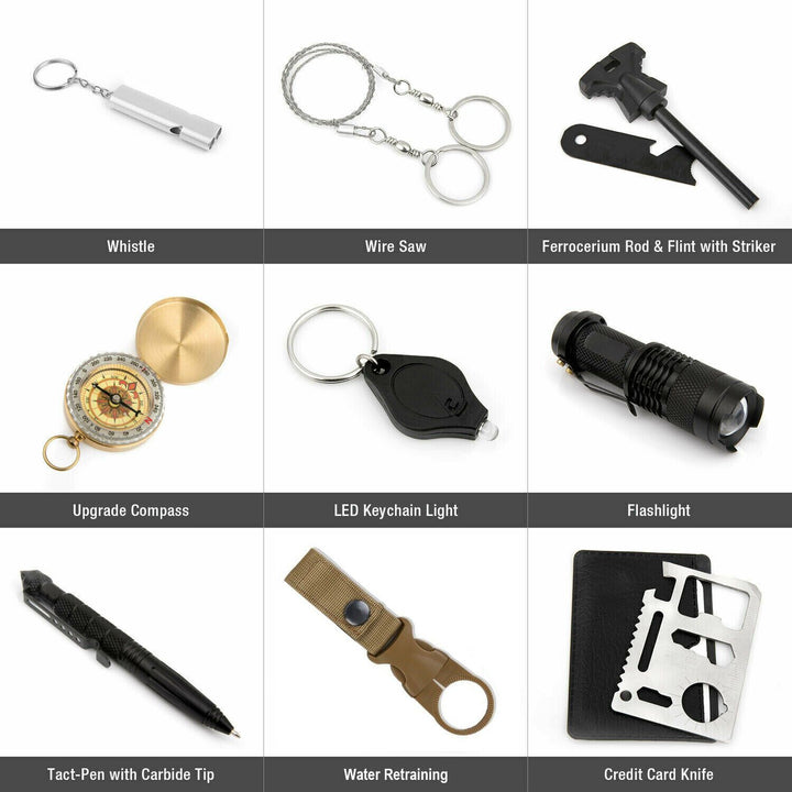 13 in 1 Outdoor Emergency Survival Kit- Tactical Gear for Camping & Hiking